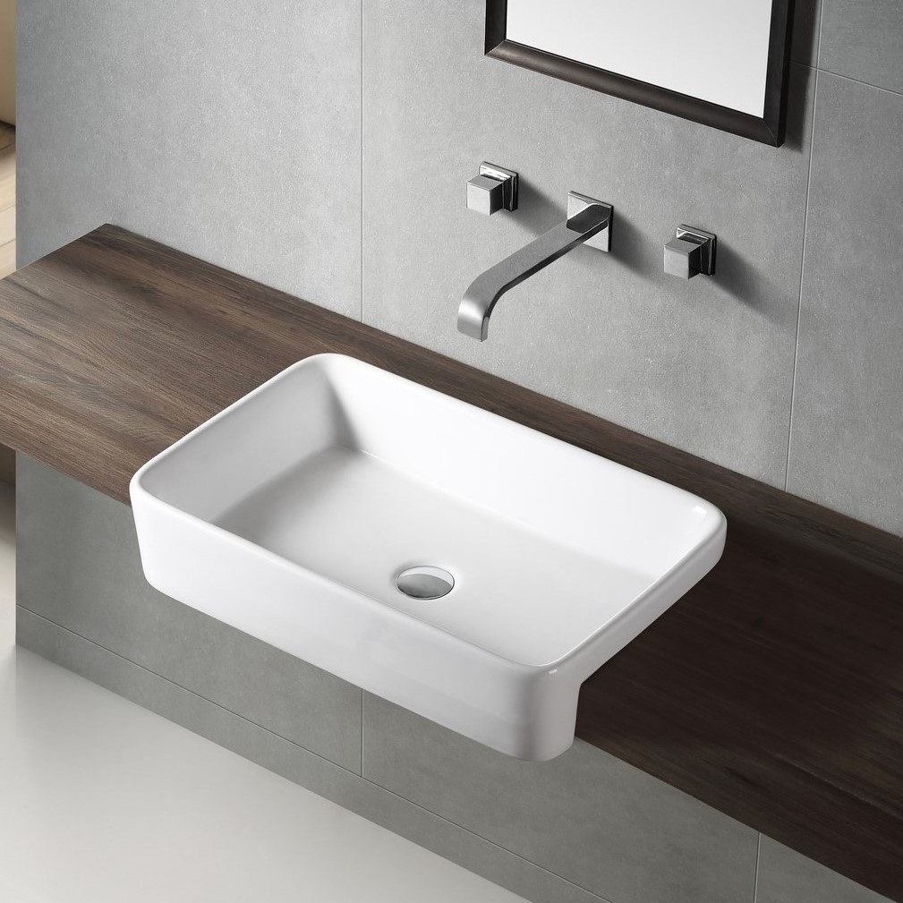 Square Semi-recessed Basin 595mm WB5937C